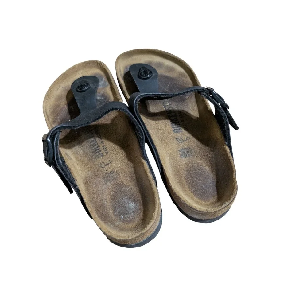 Birkenstock Gizeh Regular Fit Birko Flor Thong Flip Flop Black Size 36/ 6US